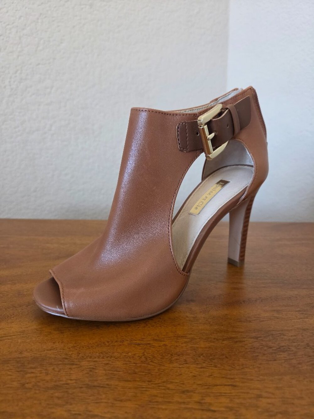 Louise et Cie Peep Toe Bootie High Heels - Cognac